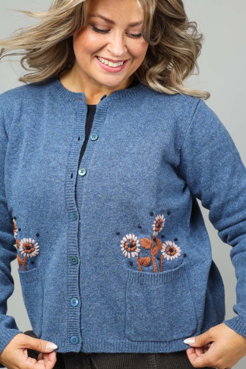 FLORENCE Kofta i lammull, Blue