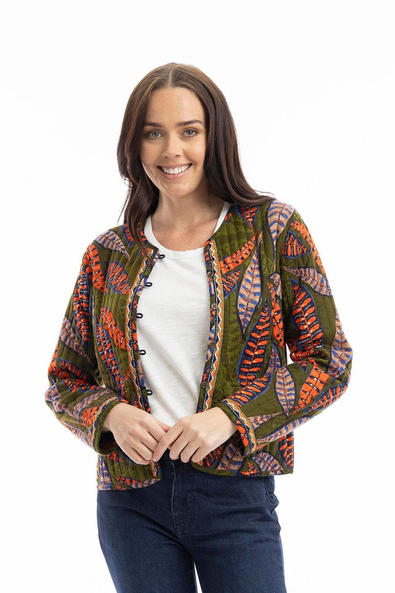 Vändbar quiltad jacka i rayon, Print