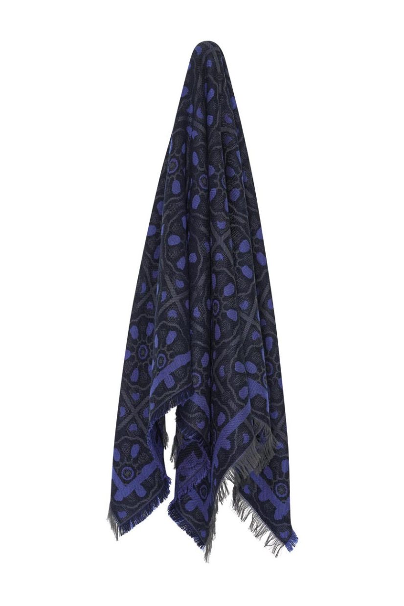 Sjal i ull/bomull-mix, Square-Electric-Blue