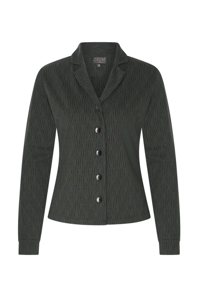 Blus i bomullstrikå, Waves-Dark-Green