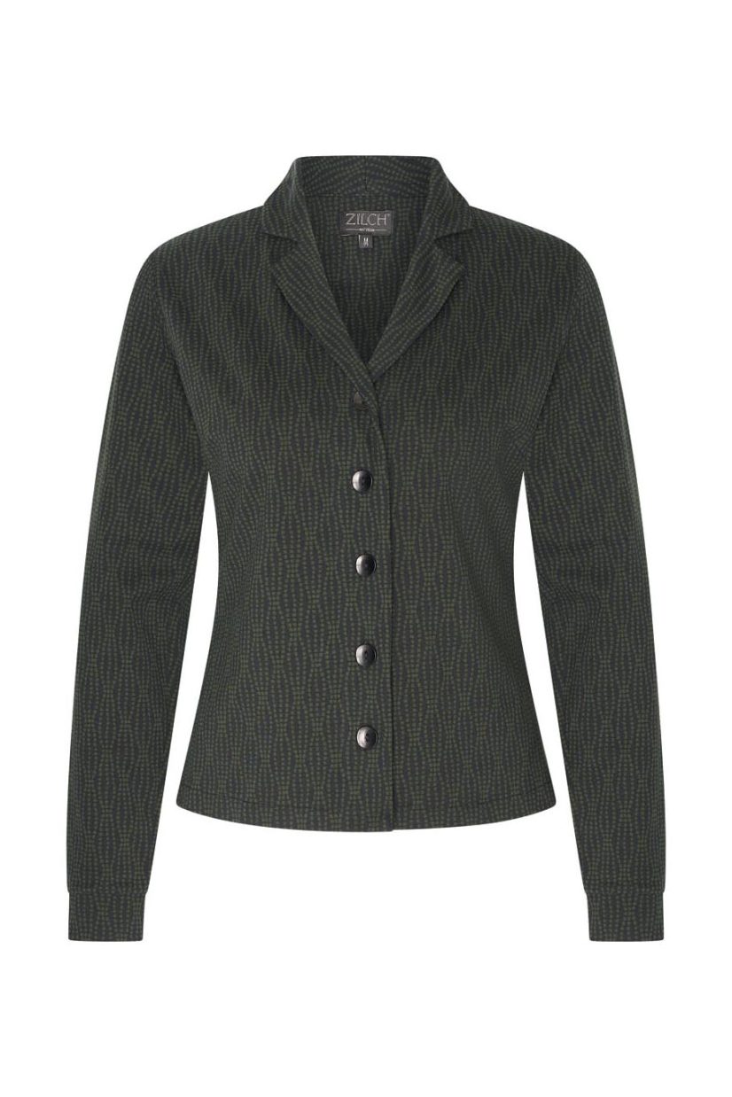 Blus i bomullstrikå, Waves-Dark-Green