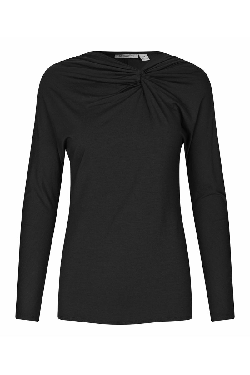 MaBELVINA Topp i viskostrikå, Black