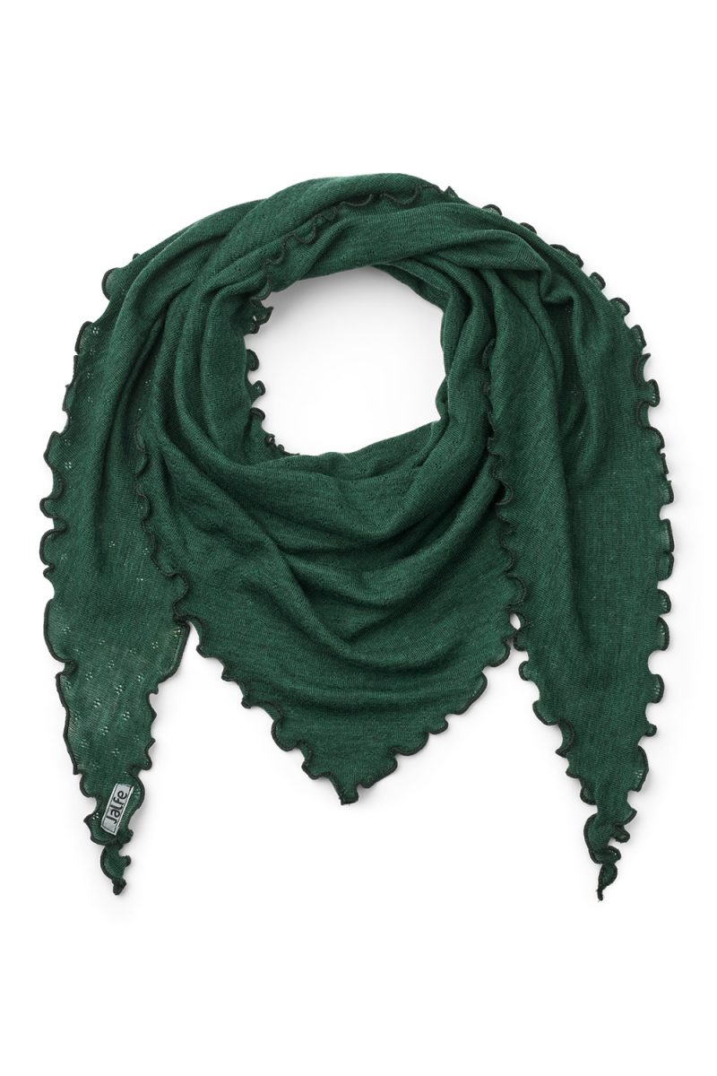 Stickad sjal i merinoull, Dark green
