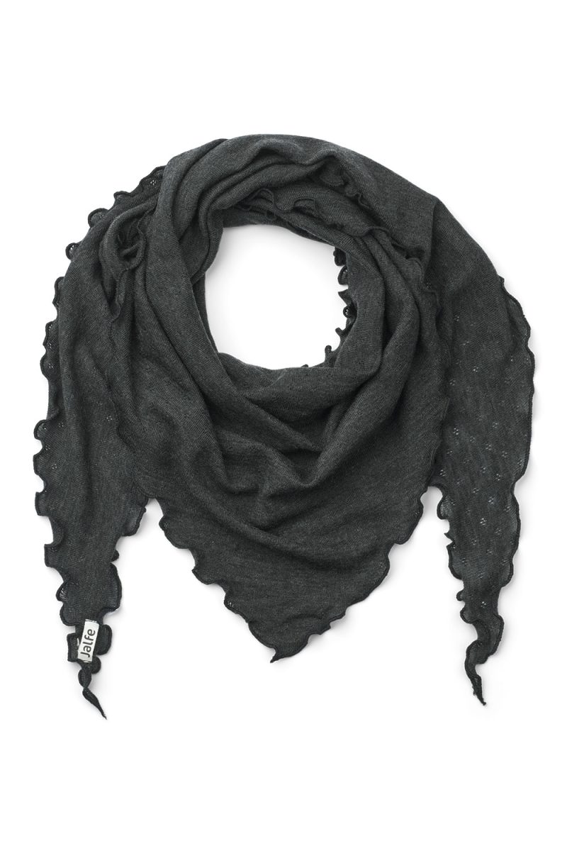 Stickad sjal i merinoull, Anthracite