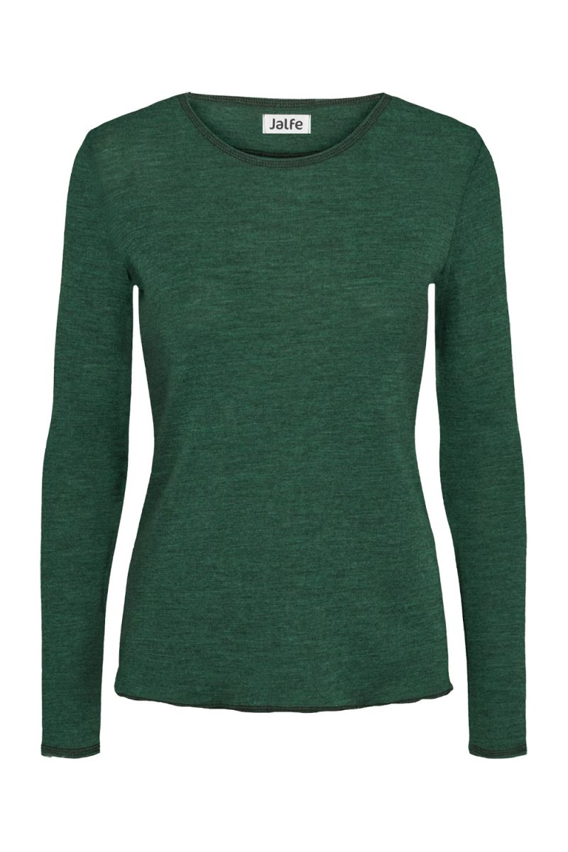 Stickad tröja i merinoull, Dark Green