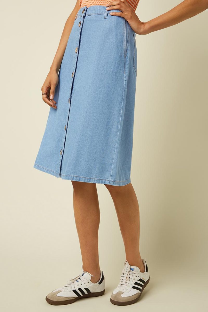 MARIE FESTA Kjol i ekobomullsdenim, Blue Tint