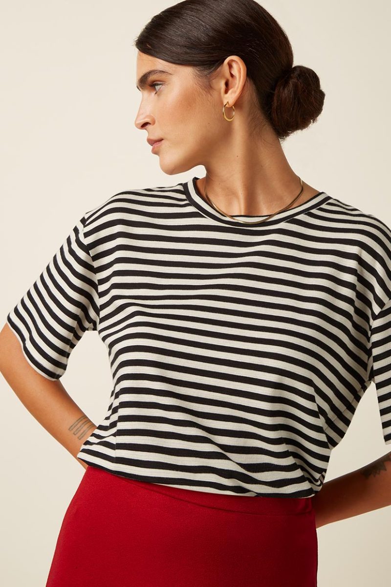 CHOPITO STRIPE Topp i ekobomull, Black