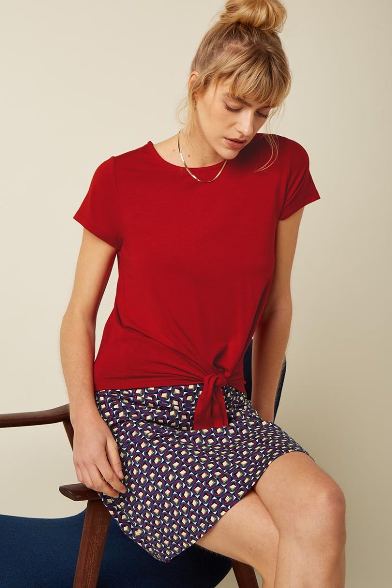 KNOT TULUM Skjorta i tencel, Chili Red