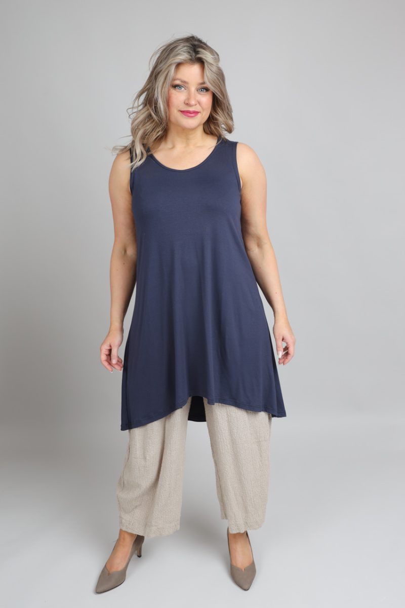 Långt linne i bambutrikå, Navy