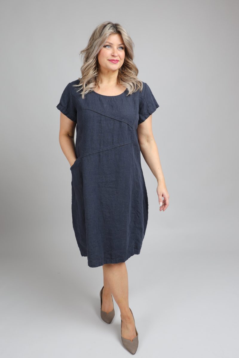 Klänning i lin, Navy