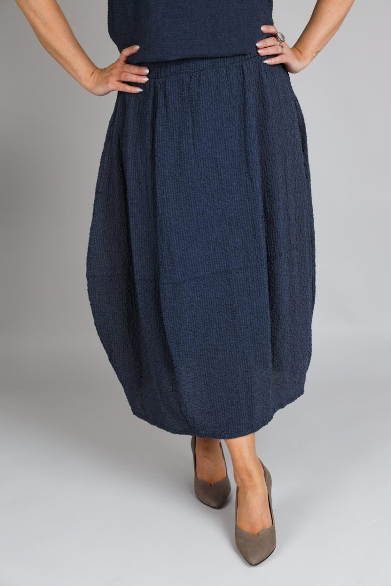 Ballongkjol i bomull/viskos/lin, Navy