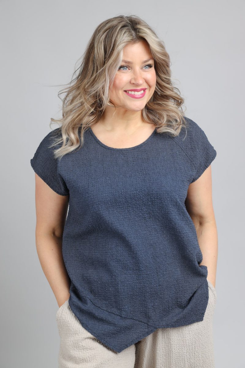 Topp i bomull/viskos/lin, Navy