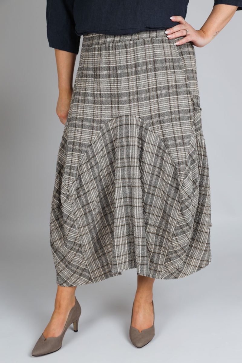 Kjol i bomull/viskos/lin, Brown