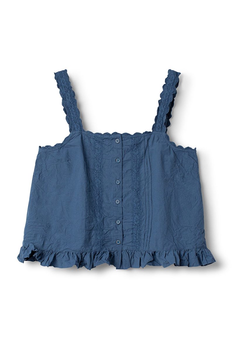 EVALIE Topp i ekobomull, Blue
