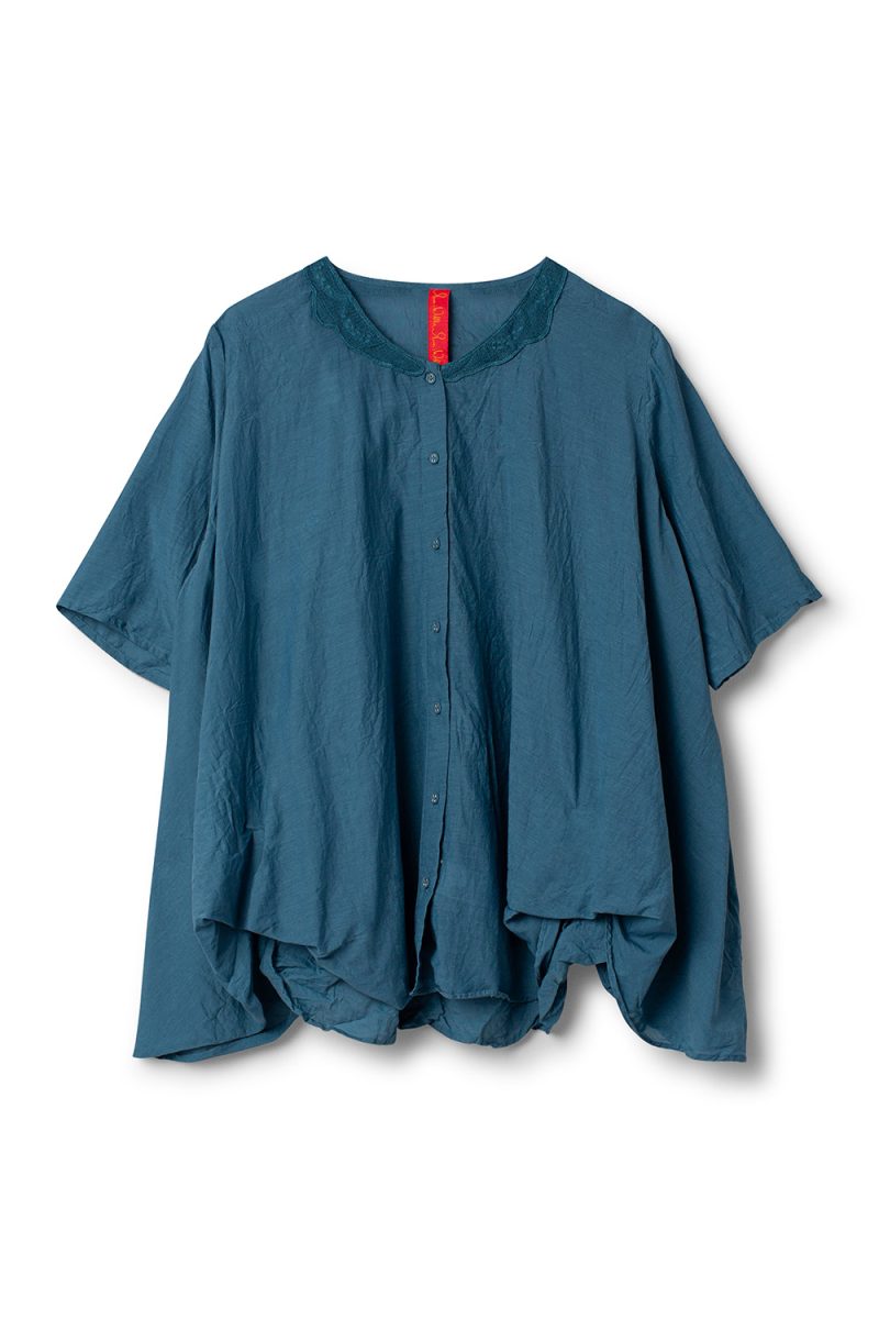 VARJA Blus i bomull/viskos-voile, Blue