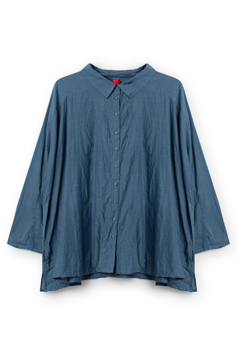 ERIS Blus i bomull/viskos-voile, Blue