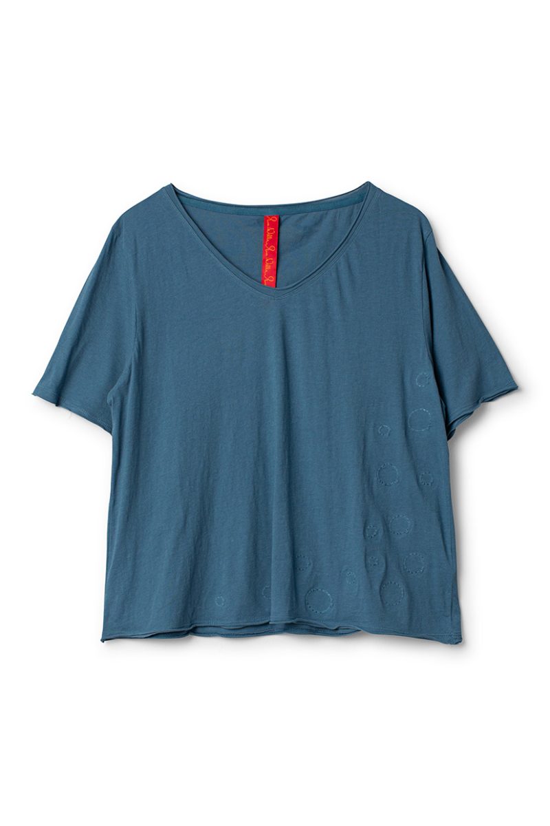GENNA T-shirt i ekobomullstrikå, Blue