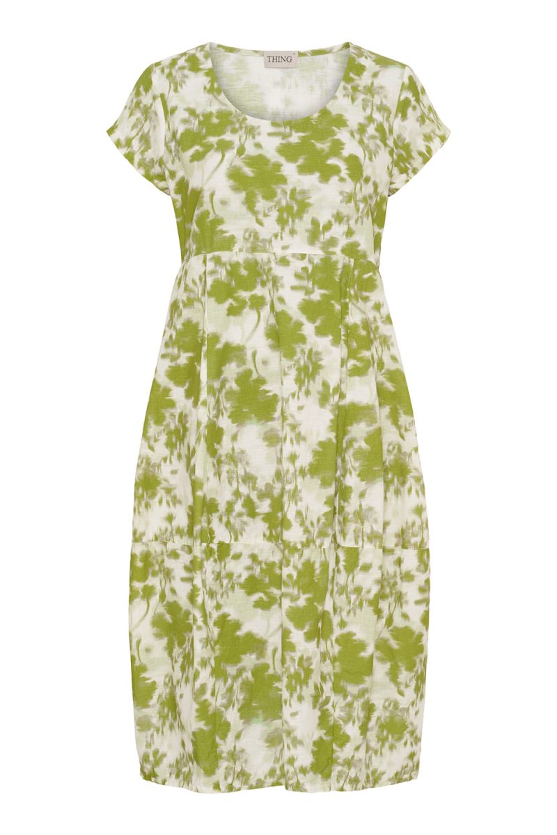 Klänning i bomull/lin, Olive