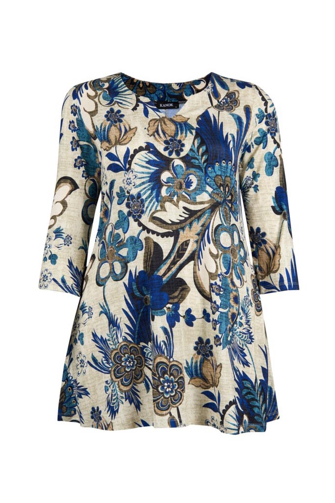 IRIS Tunika i viskostrikå, Bluebell