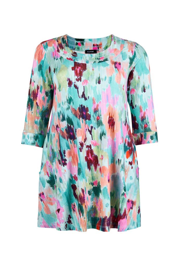 KELLY Tunika i viskostrikå, Flory