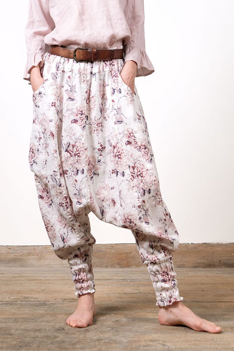 BULTAS Harembyxor i lin, Pink Flower