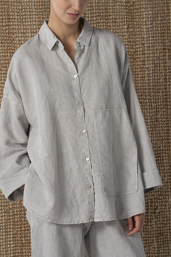 626 Blus i lin/bomull, Chalk