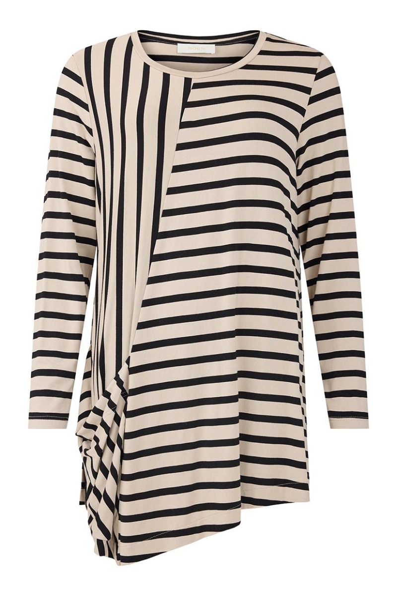 Tunika i viskostrikå, Black/White