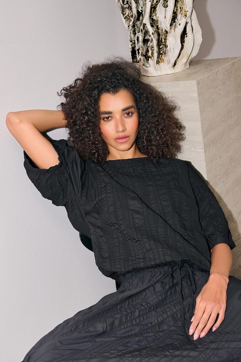 Blus i bomull, Black