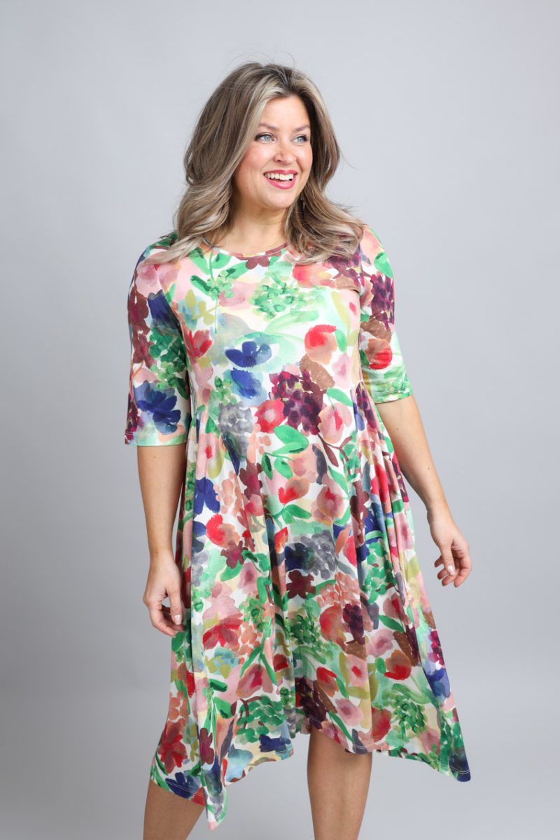 GABRIELLE Klänning i bomull/modal-trikå, Rose