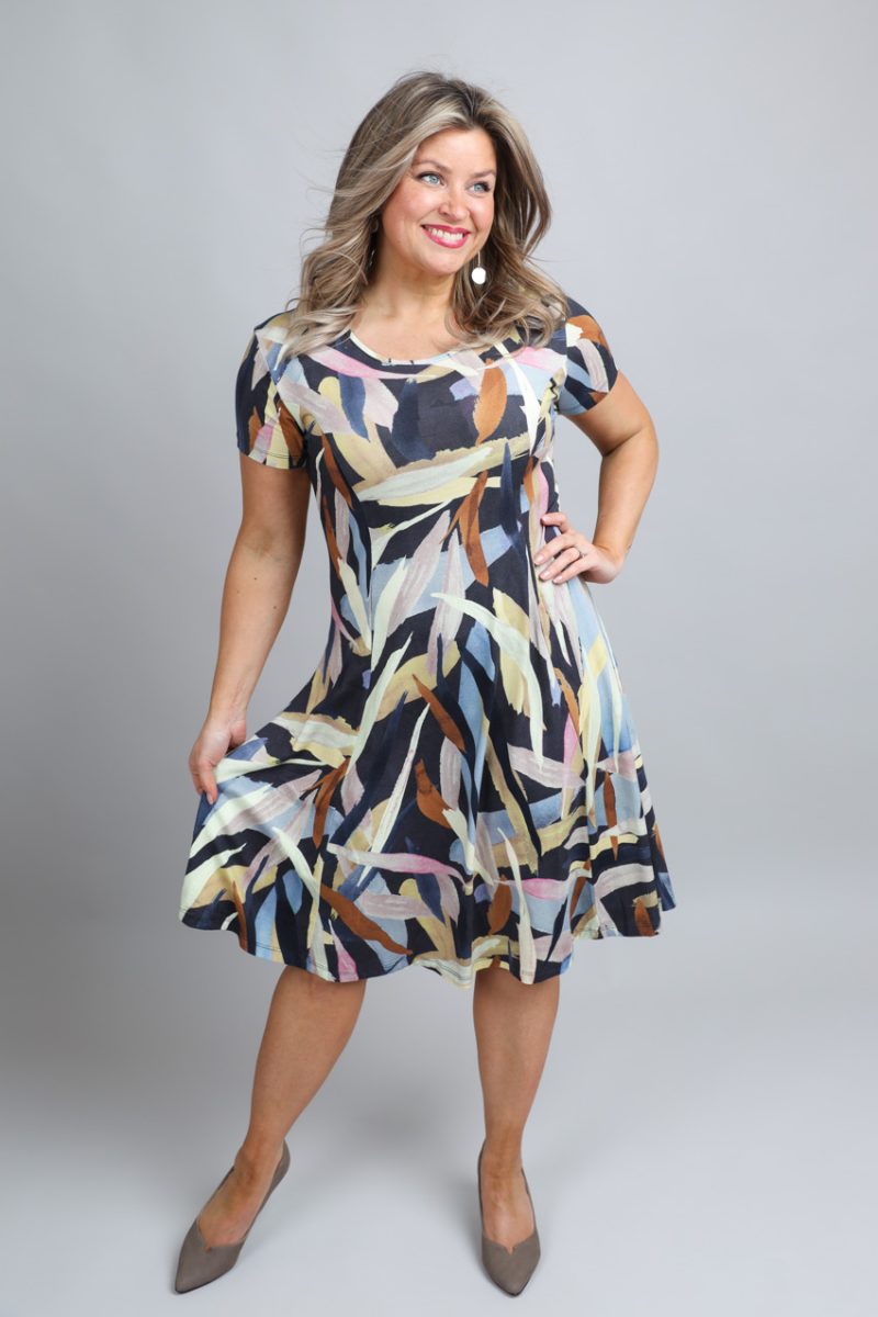 PRIANKA Klänning i bomull/modal-trikå, Cold Grey