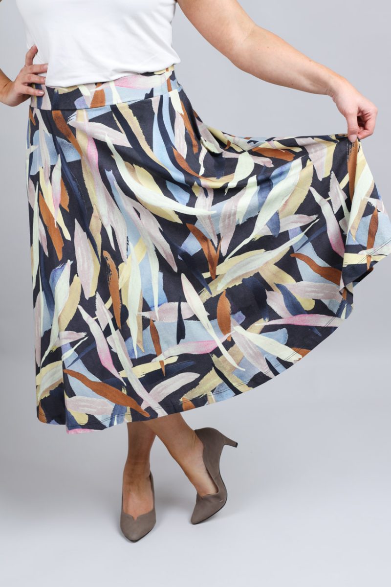 PRETTY Kjol i bomull/modal-trikå, Cold Grey