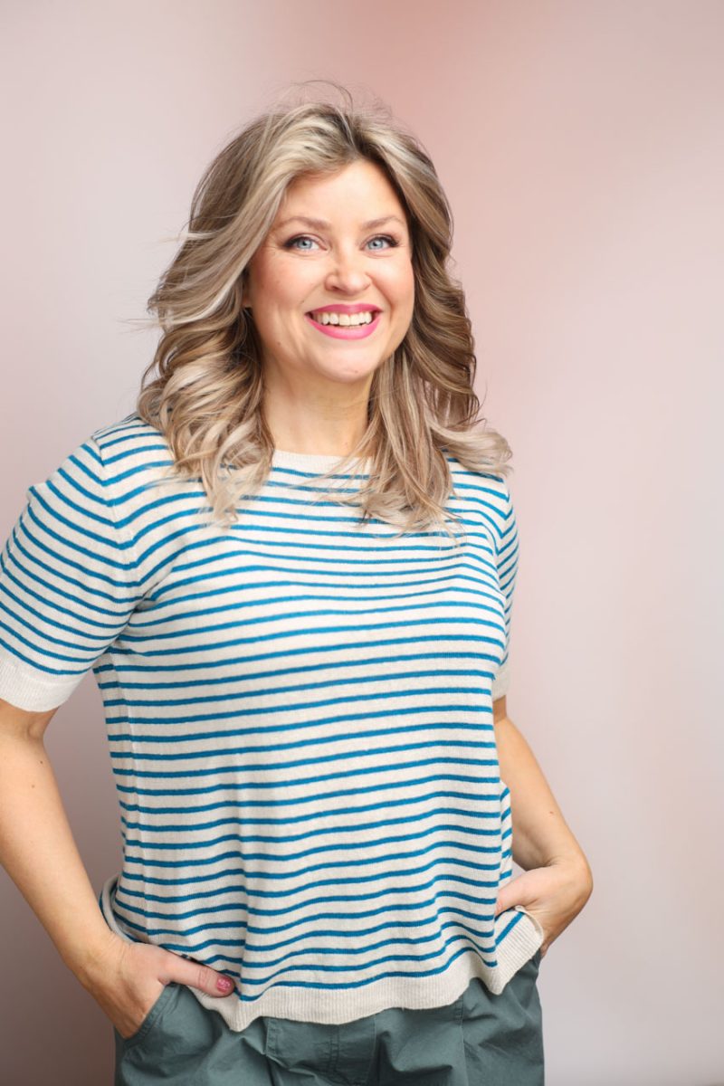 STELLA Topp i lin/hampa, Turquoise