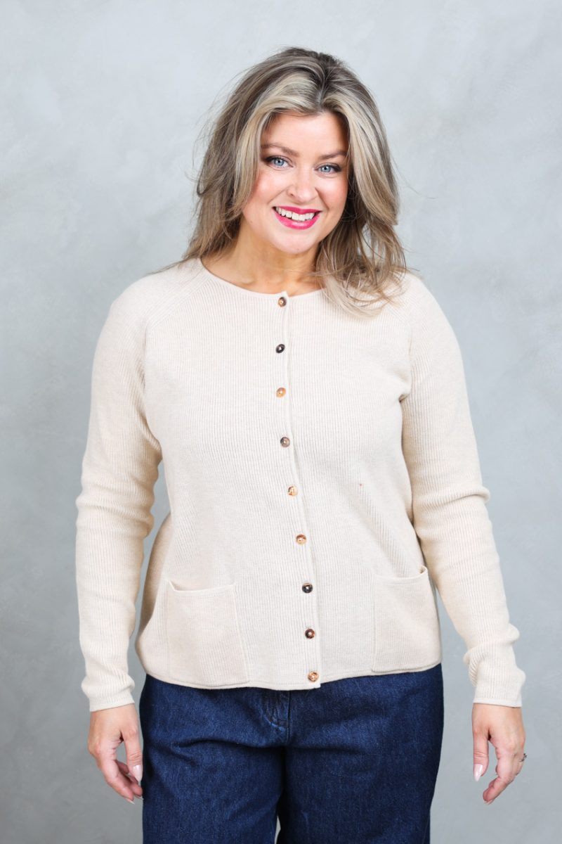 NEPTUNE Kofta i bomull, Light Oat