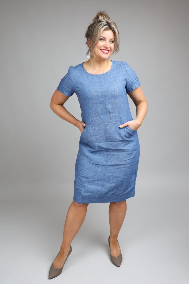 LEILA-1 Klänning i lin,Denim