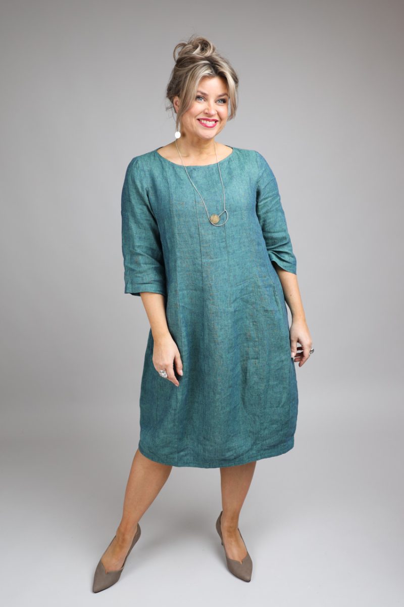 RORY-1 Klänning i lin, Petrol