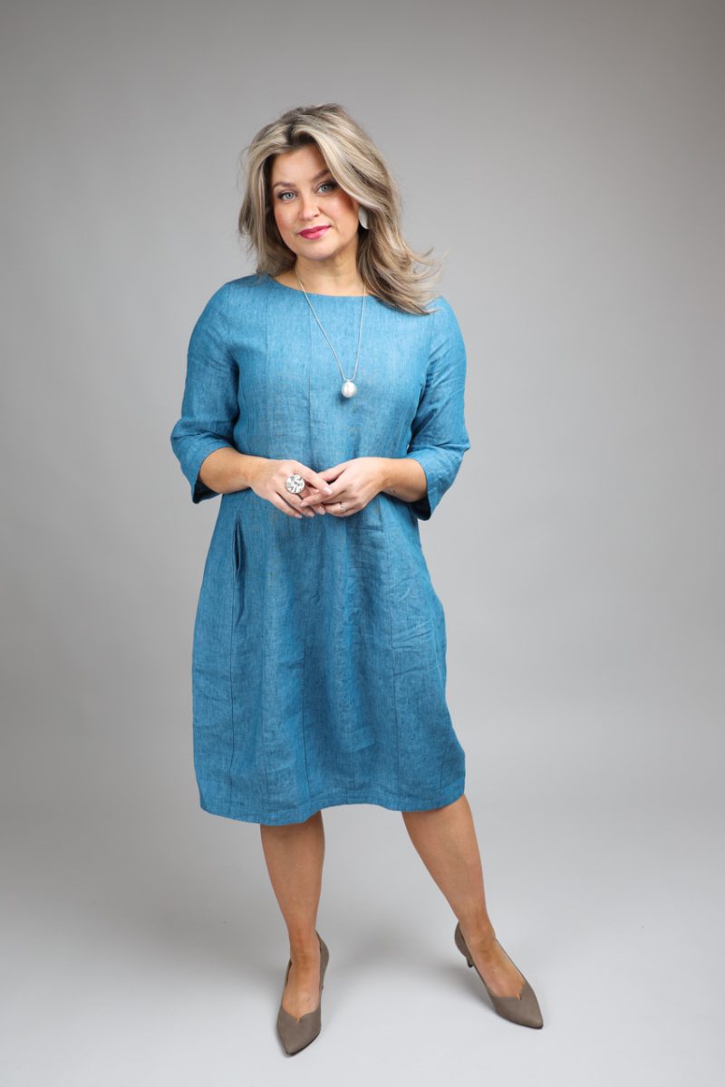 RORY-1 Klänning i lin, Turkos
