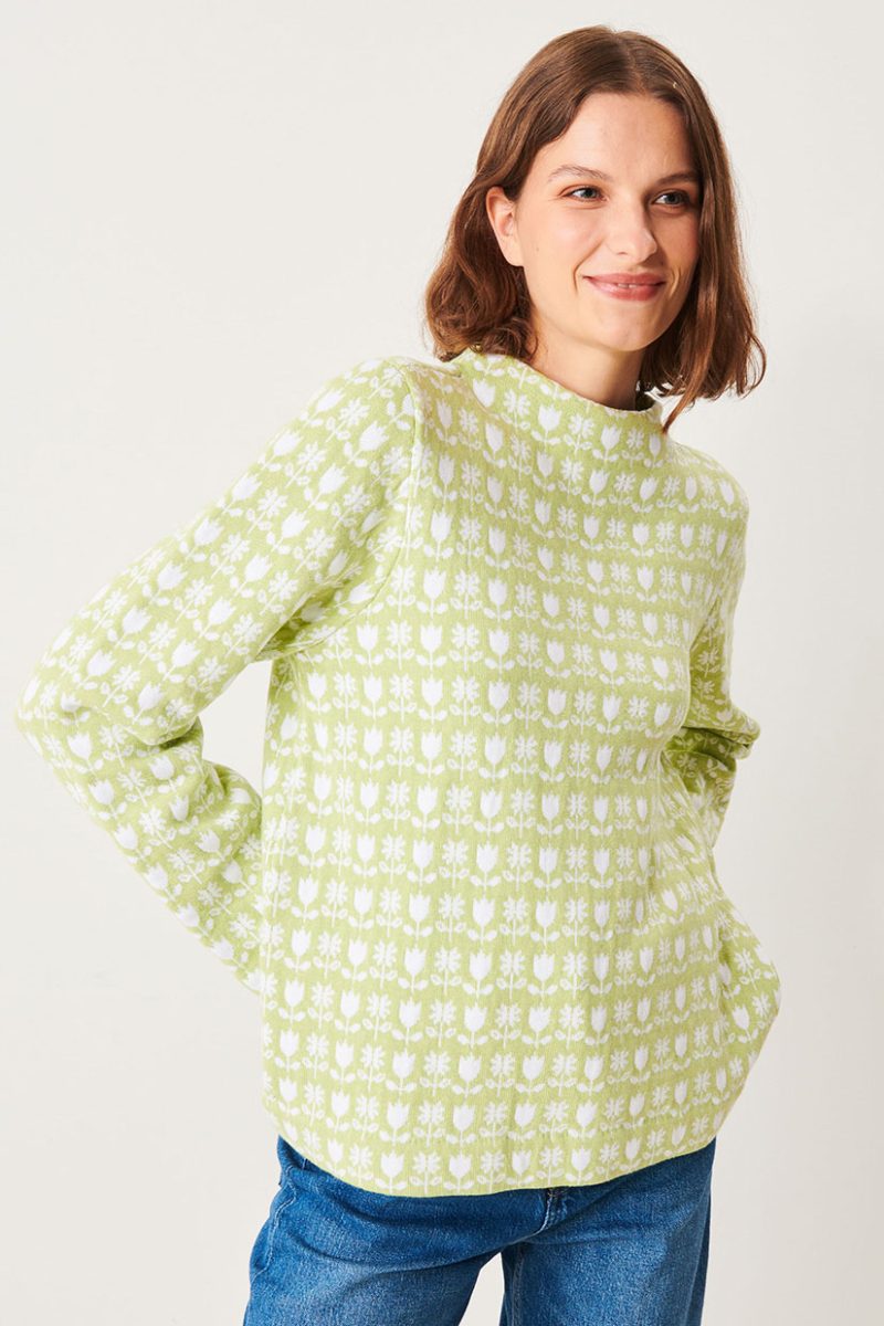 ALIETTE Stickat tröja i bomull, Green