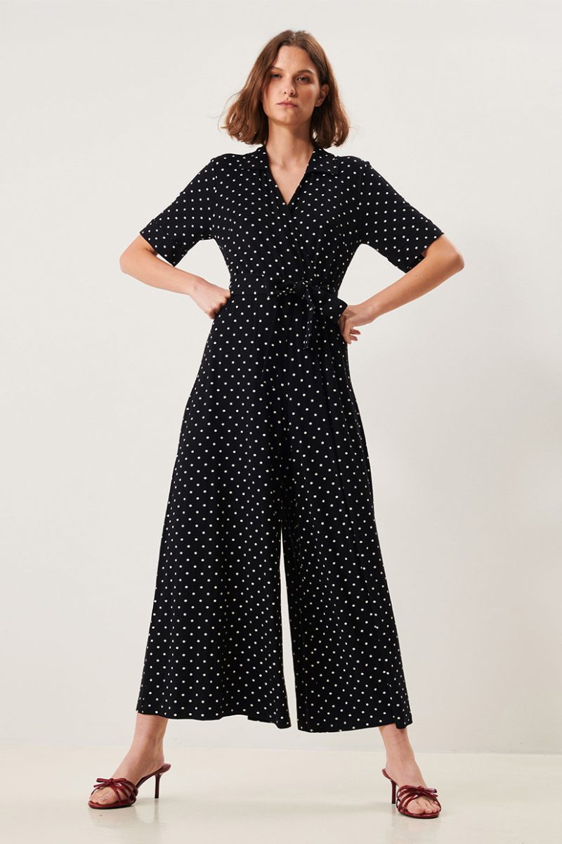 BLAKE DOT Jumpsuit i bomullstrikå, Black