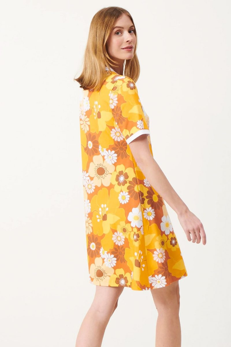 MEADOW Klänning i bomullstrikå, Yellow