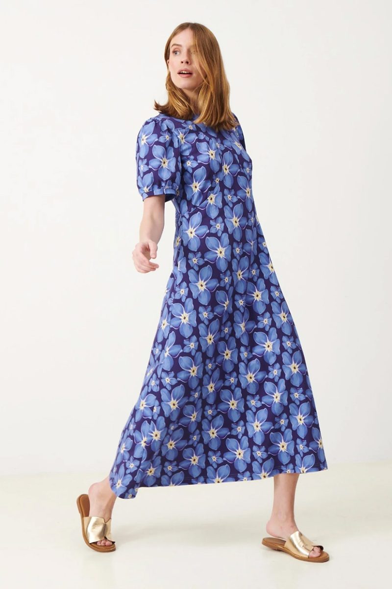 PHILOMENA Klänning i bomullstrikå, Blue