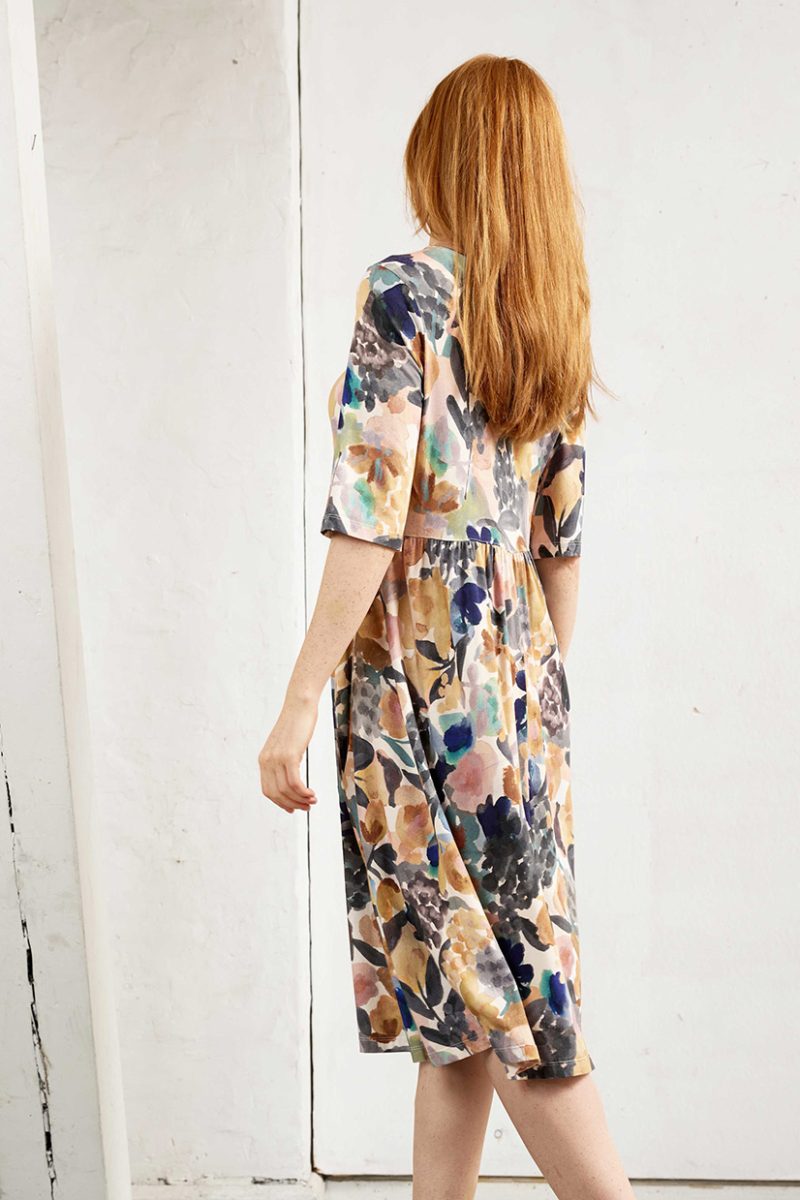 GABRIELLE Klänning i bomull/modal-trikå, Cold Grey