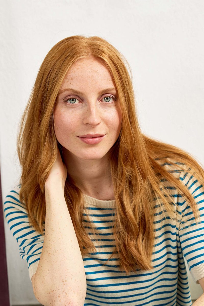 STELLA Topp i lin/hampa, Turquoise