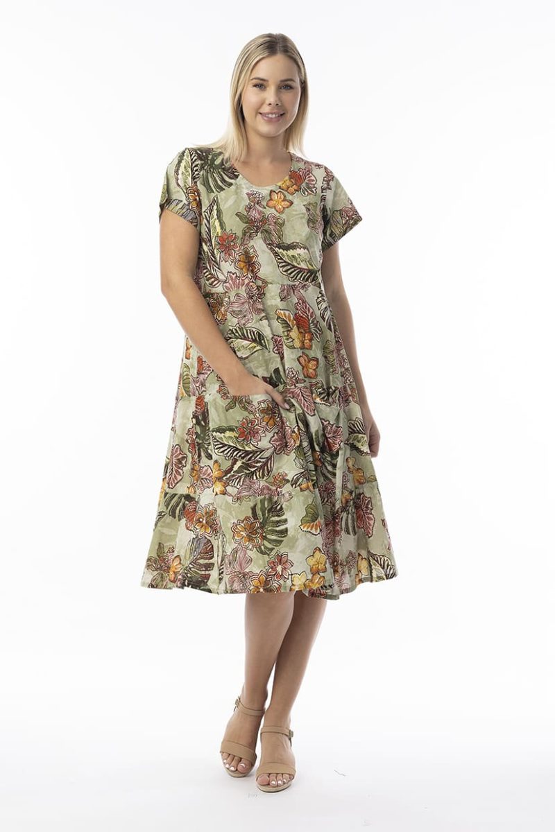 LIMA Klänning i bomullsmix, Olive