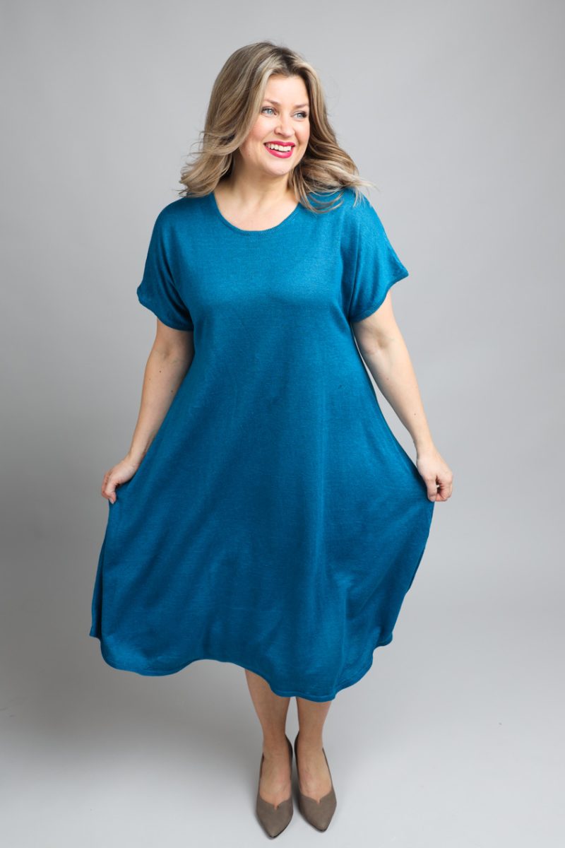 PILU Klänning i lin/hampa, Turquoise