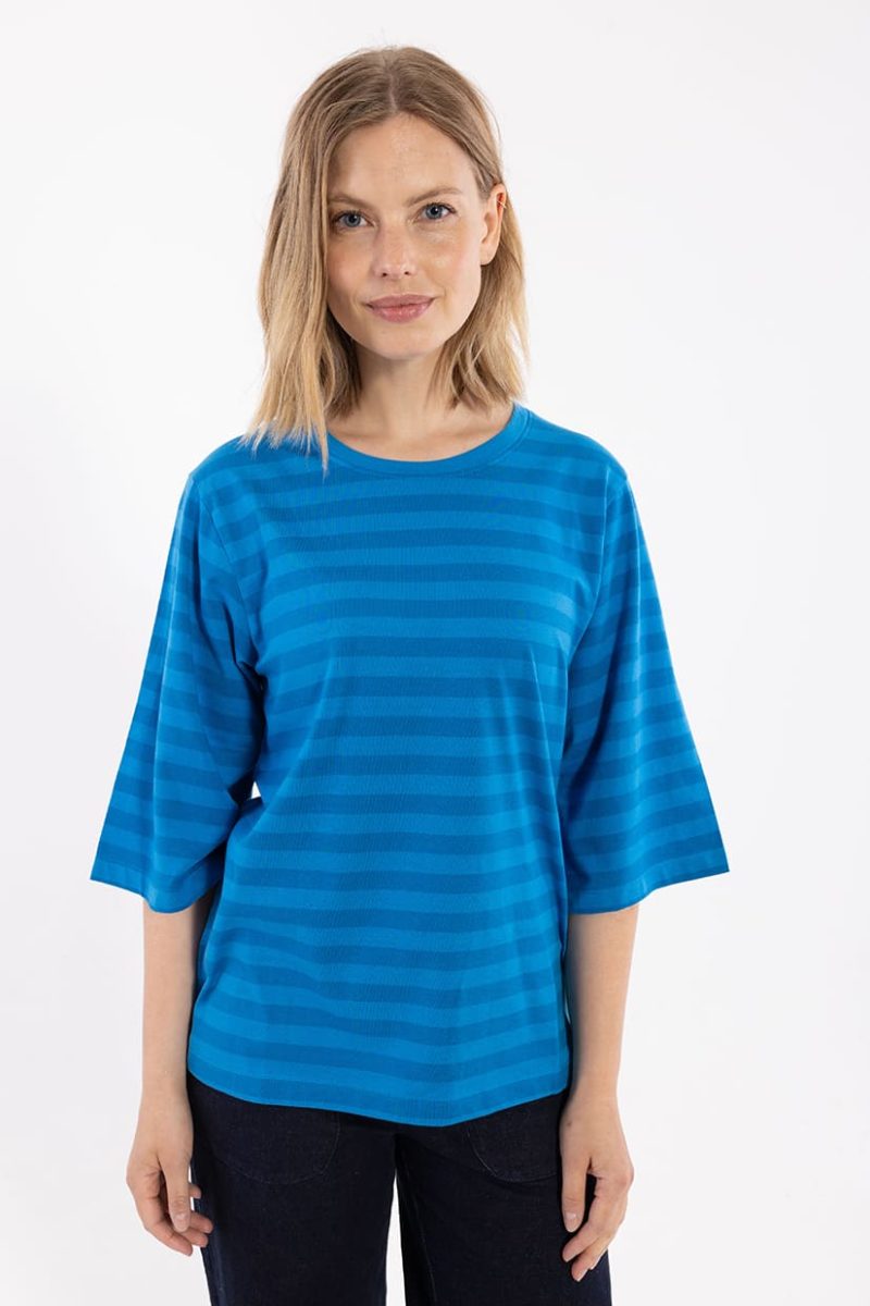 DaneBASIC GLAD T-shirt i bomull, Warm Blue/Faded Blue