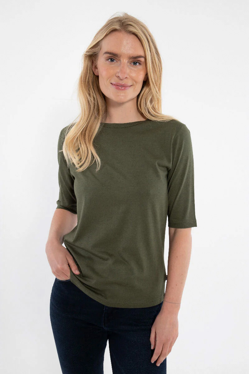 DaneMANNA MODAL T-shirt i stretchig bomull/modal, Dk Army