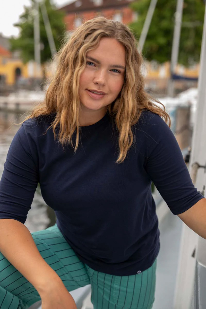 DaneMANNA MODAL T-shirt i stretchig bomull/modal, Dk Navy