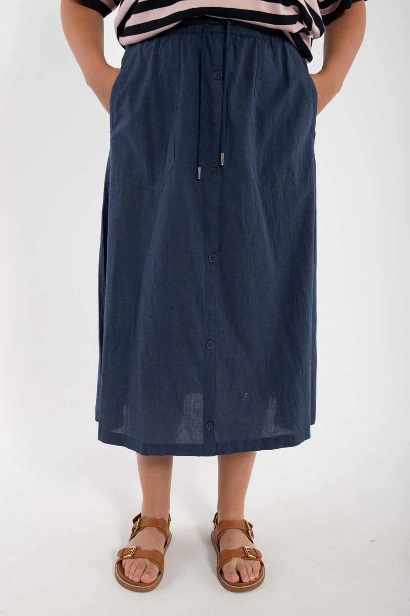 DaneVISIT Kjol i bomull, Dark Chambrey