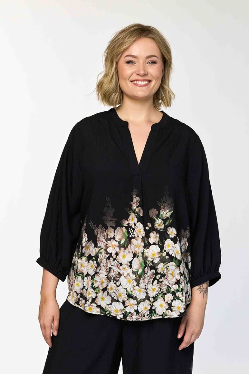 gGRETHE Blus i viskos, Black