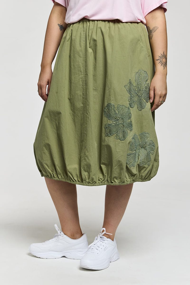 gKATHERINE Kjol i bomullspoplin, Green